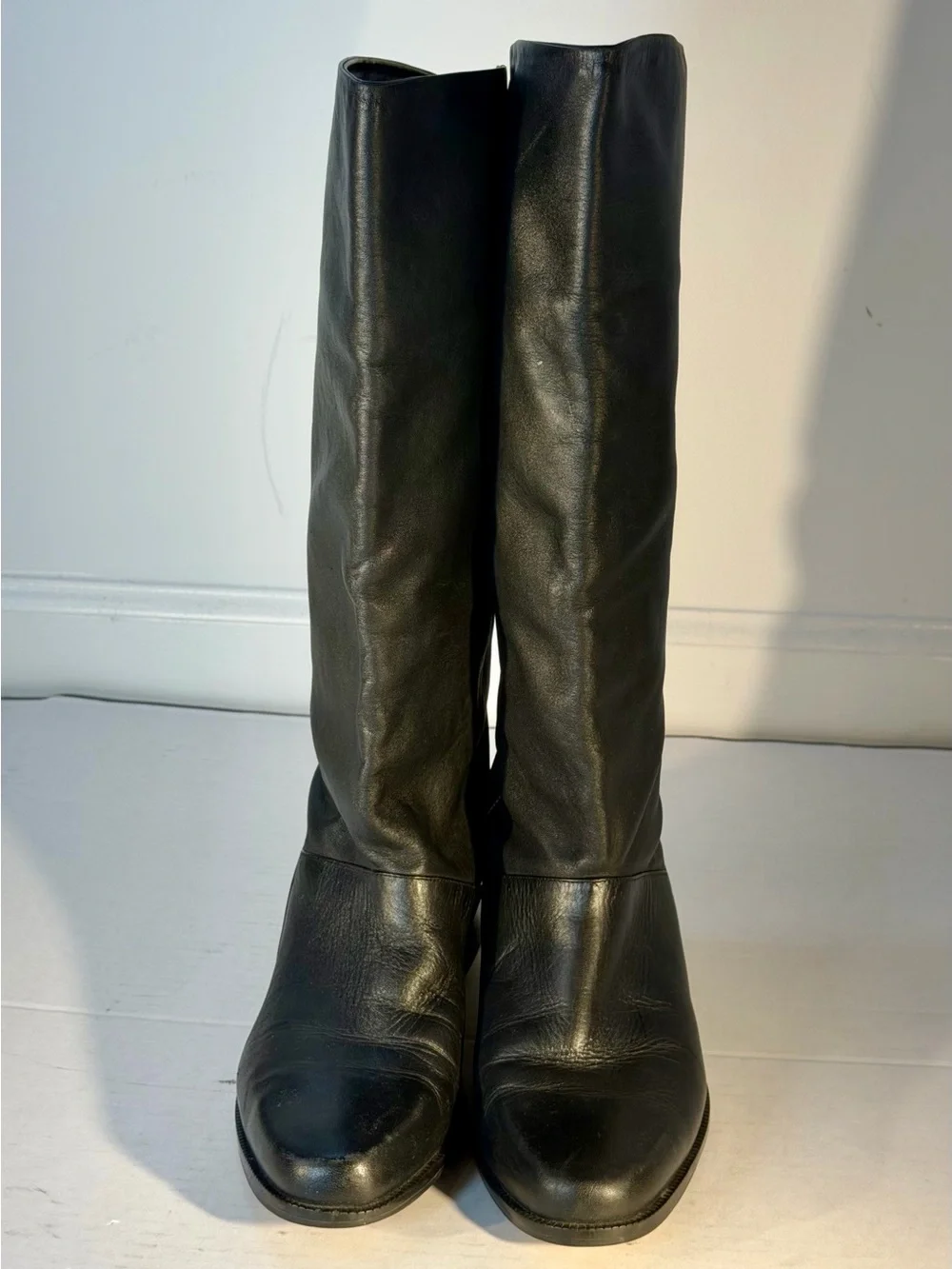 Laura Scott Sabine Vintage Classic Black Leather Calf High Women's Boots